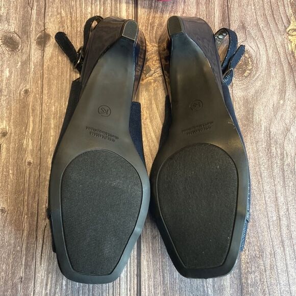 KAREN SCOTT Amber Navy Blue Slingbacks 7.5M - Picture 5 of 11